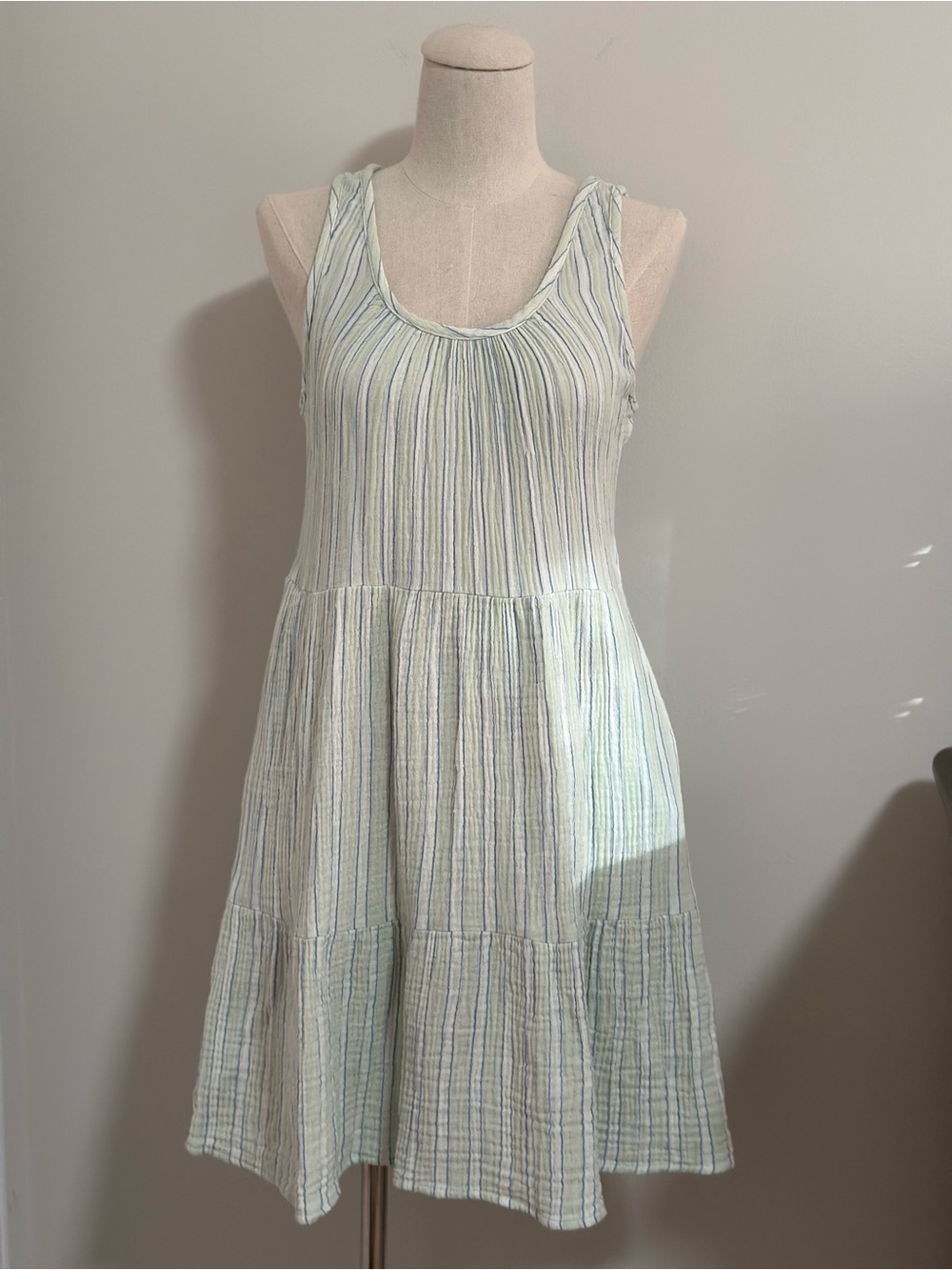 Universal Thread Sleeveless Tiered Cover-Up in Mint, White, Blue Stripes